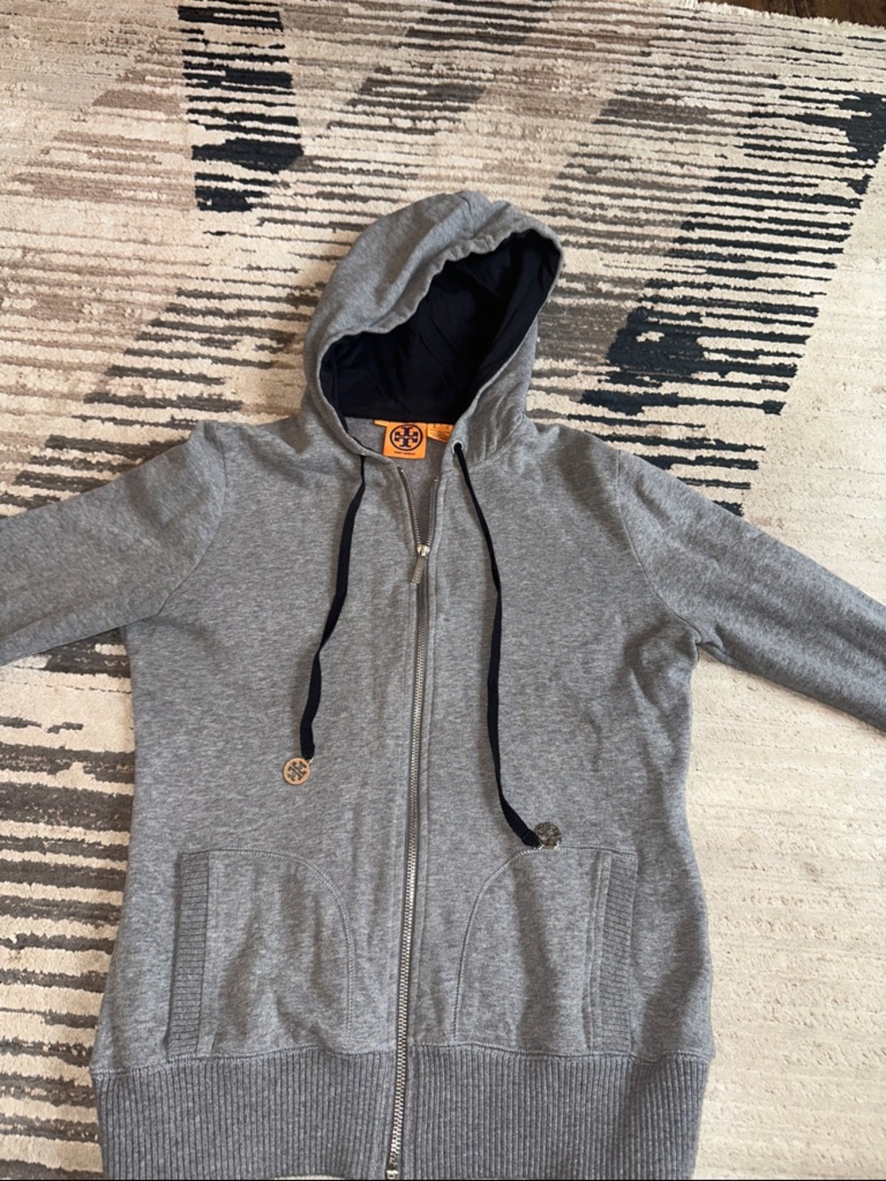Tory Burch Heather Gray Hoodie with black  Hood Lining size small